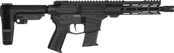 CMMG 57A340FAB Banshee MK57 5.7x28mm 20+1 8" Black Nitride Medium Taper Threaded Barrel, EML 7" M-LOK Handguards, Black Armor Cerakote Aluminum Picatinny Rail Receiver, CMMG Zeroed Grips