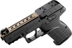 Kel-Tec P17BBLKORTANS P17  Sports South Exclusive 22 LR 16+1 3.80" Black Steel Barrel, Tan Optic Ready/Serrated Slide, Black Polymer Frame w/Picatinny Rail, Textured Grip