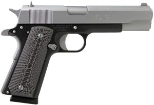 Iver Johnson Arms 1911A1TT 1911 A1  Full Size Frame 45 ACP 8+1 5" Stainless Steel Barrel, Silver Cerakote Serrated Stainless Steel Slide, Black Steel Frame w/Beavertail, Black/Gray G10 Grip