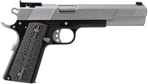 Iver Johnson Arms EAGLEXL45TT Eagle Deluxe 45 ACP 8+1 6" Steel Barrel, Hard Chrome Serrated Steel Slide, Matte Black Steel Frame w/Beavertail, Black/Gray G10 Grip