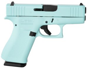 Glock UX4350204REB G43X  Slim Sub-Compact Frame 9mm Luger 10+1 3.41" Black GMB Barrel, Robins Egg Blue Cerakote Serrated Steel Slide, Robin Egg Blue Cerakote Polymer Frame w/Beavertail, USA Made