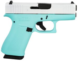 Glock UX4350204REBFPWS G43X  Slim Sub-Compact Frame 9mm Luger 10+1 3.41" Black GMB Barrel, Pearl White Cerakote Serrated Steel Slide, Robin Egg Blue Cerakote Polymer Frame w/Beavertail, USA Made