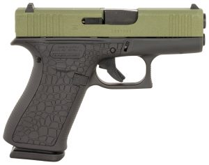 Glock PX4350204BAYOU G43X  Slim Sub-Compact Frame 9mm Luger 10+1 3.41" Black GMB Barrel, Lime Green Cerakote Serrated Steel Slide, Black Cerakote Polymer Frame w/Beavertail, Ambidextrous