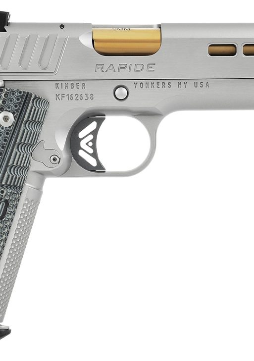 Kimber Mfg.,inc 3000420CA Rapide Dawn (CA) (MA) 9mm 9+1 5" KimPro Silver Front and Rear Serrations Stainless Steel Slide Gray/black Rapide G10 Grip