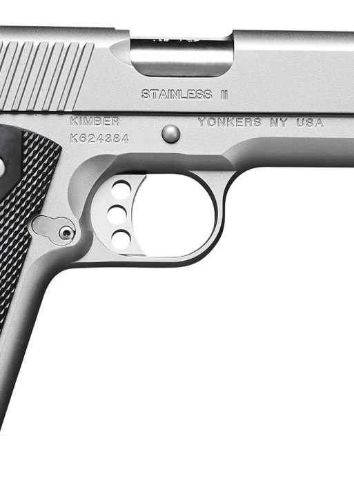 Kimber Mfg.,inc 3200007CAB Stainless II (CA)  45 ACP 7+1 5" Front Serrations Stainless Steel Slide Satin Silver Black Synthetic Double Diamond Checkering Grip