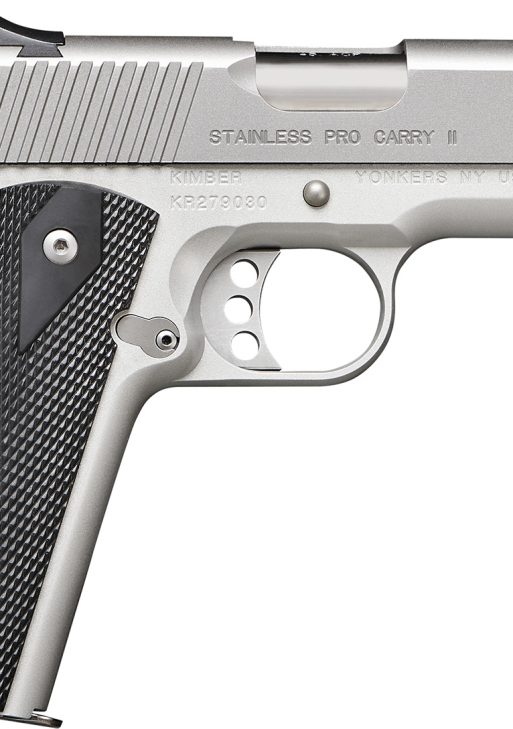 Kimber Mfg.,inc 3200052CA Stainless Pro Carry II (CA) 45 ACP 7+1 4" Stainless Steel Slide Satin Silver Black Synthetic Double Diamond Checkering Grip