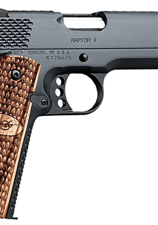 Kimber Mfg, Inc 3200117CA Raptor II *CA Compliant 45 ACP 8+1 5" Stainless Match Grade Barrel, Brush Polished Serrated Steel Slide, Matte Black Steel Frame w/Beavertail, Zebrawood Grip