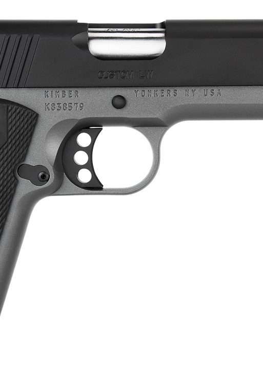 Kimber Mfg, Inc 3700693 Custom LW Shadow Ghost 45 ACP 8+1 5" Stainless Match Grade Barrel, KimPro Black Serrated Stainless Steel Slide, KimPro Gray Aluminum Frame w/Beavertail, Black Hogue Rubber Grip
