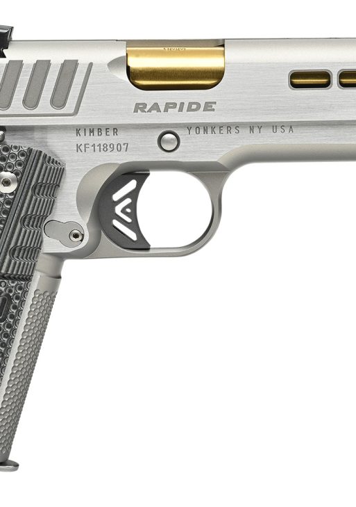 Kimber Mfg.,inc 3000423 Rapide Dawn 45 ACP 8+1 5" Gold TiN Stainless Steel Barrel, Lightening Cut/Serrated Stainless Steel Slide, Stainless Steel Frame w/Beavertail, Black & Gray G10 Grip