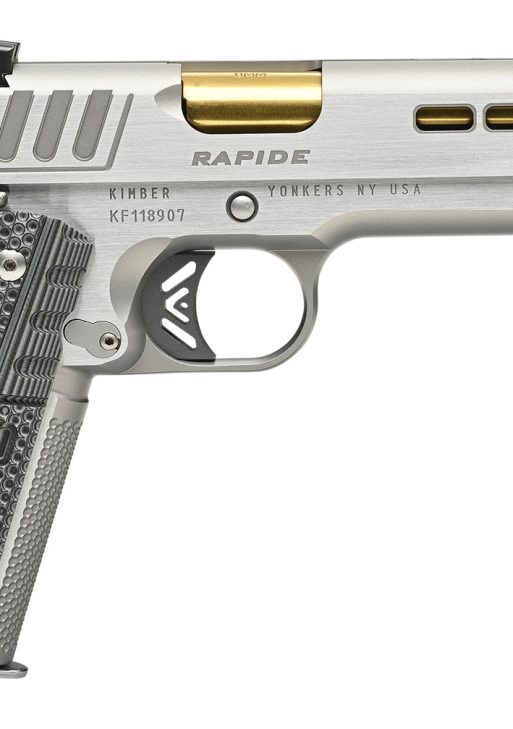 Kimber Mfg.,inc 3000424 Rapide Dawn 10mm Auto 8+1 5" Gold TiN Stainless Steel Barrel, Lightening Cut/Serrated Stainless Steel Slide, Stainless Steel Frame w/Beavertail, Black & Gray G10 Grip