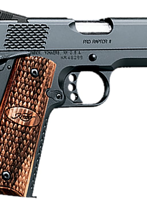 Kimber Mfg, Inc 3200118 Raptor II Pro 45 ACP 8+1 4" Stainless Match Grade Barrel, Matte Black Serrated Steel Slide, Matte Black Steel Frame w/Beavertail, Zebrawood Grip