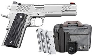 Kimber Mfg.,inc 3200007 Stainless II Club Bundle 45ACP 7+1 5" Satin Silver Front Serrations Stainless Steel Slide Black Synthetic Grip