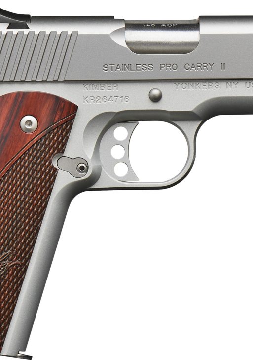 Kimber Mfg, Inc 3200323 Carry II Pro 9mm Luger 9+1 4" Stainless Match Grade Barrel, Satin Silver Serrated Stainless Steel Slide, Satin Silver Aluminum Frame w/Beavertail, Rosewood Grip