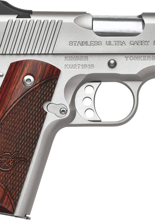 Kimber Mfg, Inc 3200330 Ultra Carry II  45 ACP 7+1 3" Stainless Match Grade Barrel, Satin Silver Serrated Stainless Steel Slide, Satin Silver Aluminum Frame w/Beavertail, Rosewood Grip