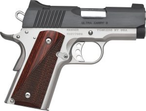 Kimber Mfg, Inc 3200321 Ultra Carry II  45 ACP 7+1 3" Stainless Match Grade Barrel, Matte Black Brushed Serrated Steel Slide, Satin Silver Aluminum Frame w/Beavertail, Rosewood Grip