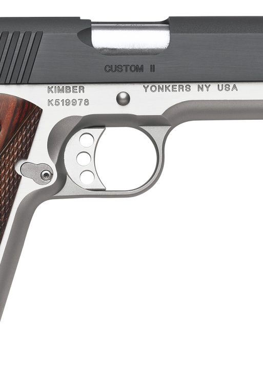 Kimber Mfg.,inc 3200334 Custom II Two-Tone 9mm 9+1 5" Front Serrations Steel Slide Brush Polished Smooth/Checkered Rosewood Grip