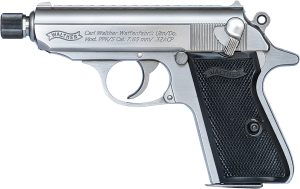 Walther Arms 4796044 PPK/S  Carry Frame 32 ACP 7+1 3.30" Stainless Steel Threaded Barrel, Stainless Serrated Steel Slide, Stainless Aluminum Frame w/Beavertail, Textured Polymer Grip