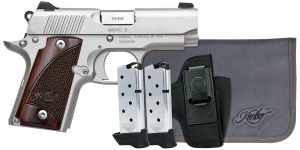 Kimber Mfg, Inc 3300250 Micro 9 RTC Bundle Micro Frame 9mm Luger 7+1 3.15" Stainless Match Grade Barrel, Kimpro II Silver Serrated Slide, Kimpro II Silver Aluminum Frame w/Beavertail, Rosewood Grip