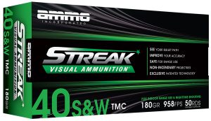 Ammo Inc 40180TMCSTRKGRN50 Streak Visual (GREEN)  40S&W 180gr Total Metal Case 50 Per Box/20 Case