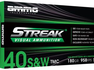 Ammo Inc 40180TMCSTRKGRN50 Streak Visual (GREEN)  40S&W 180gr Total Metal Case 50 Per Box/20 Case