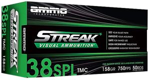Ammo Inc 38158TMCSTRKGRN50 Streak Visual (GREEN)  38Special 158gr Total Metal Case 50 Per Box/20 Case