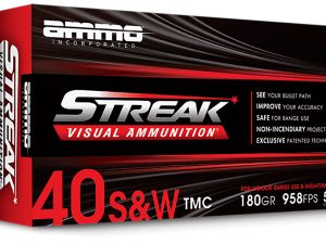 Ammo Inc 40180TMCSTRKRED50 Streak Visual (RED)  40S&W 180gr Total Metal Case 50 Per Box/20 Case