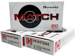 Hornady 83411 Match  22Creedmoor 80gr Extremely Low Drag-Match 20 Per Box/10 Case