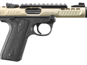 Ruger 43955 Mark IV 22/45 Lite 22 LR 10+1 4.40" Stainless Threaded Barrel, Champagne Anodized Serrated Slide w/Picatinny Rail, Black Anodized Polymer Frame, Black Checkered 1911-Style Grip
