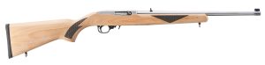 Ruger 31229 10/22 Sporter 22 LR 10+1 18.50" Clear Satin Stainless Steel Barrel, Natural w/Black Checkering Wood Stock