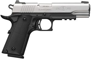 Browning 051120492 1911-380  Full Size Frame 380 ACP 8+1 4.25" Stainless Steel Barrel, Satin Stainless Serrated Slide, Matte Black Aluminum Frame w/Picatinny Rail, Black Polymer Grip