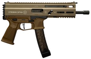Grand Power 197892004763 SP9A1 Stribog 9mm Luger 30+1 8" Black Threaded Barrel, M-LOK Handguard, Flat Dark Earth Aluminum Picatinny Rail Receiver, FDE Polymer Grip, Thread Protector
