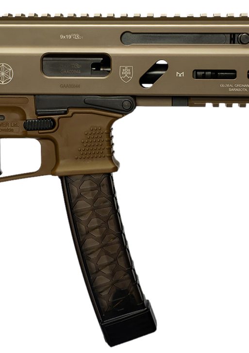 Grand Power 197892004763 SP9A1 Stribog 9mm Luger 30+1 8" Black Threaded Barrel, M-LOK Handguard, Flat Dark Earth Aluminum Picatinny Rail Receiver, FDE Polymer Grip, Thread Protector