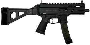 Grand Power 810091152836 Stribog SP9A35S 9mm Luger 30+1 8" Black Picatinny Rail Receiver, SB Tactical Brace, Black Polymer Grip