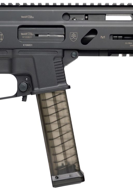 Grand Power 810091157152 SP10A3 Stribog 10mm Auto 20+1 8" Black Threaded Barrel, Black Aluminum Picatinny Rail Receiver, Rear picatinny Rail, Black Polymer Grip, Thread Protector
