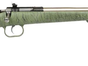 Crickett KSA2442 Gen2  Youth 22 LR 1rd 16.13" Stainless Single Shot Barrel, Stainless Steel Receiver, Green w/Black Webbing Fixed Synthetic Stock