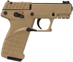 Kel-Tec P17DS P17  Compact Frame 22 LR 16+1 3.80" Black Steel Threaded Barrel, Desert Tan Serrated Slide Desert Tan Polymer Frame w/Picatinny Rail, Textured Grip Ambidextrous