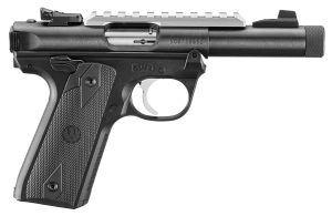 Ruger 40190 Mark IV 22/45 22 LR 10+1 4.40" Stainless Threaded Bull Barrel, Black Picatinny Rail Receiver, Black Polymer Frame, Black Checkered Polymer Grip