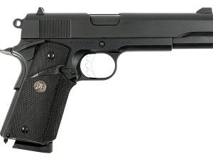 MAC 10100575 1911 Meusoc Full Size Frame 45 ACP 8+1 5" Black Target Crown Barrel, QPQ Tenifer Cerakote Steel Serrated Slide, QPQ Tenifer Cerakote Steel Frame w/Beavertail, Black Pachmayr Grip