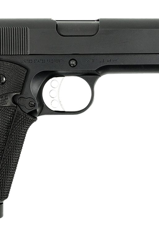 MAC 10100575 1911 Meusoc Full Size Frame 45 ACP 8+1 5" Black Target Crown Barrel, QPQ Tenifer Cerakote Steel Serrated Slide, QPQ Tenifer Cerakote Steel Frame w/Beavertail, Black Pachmayr Grip