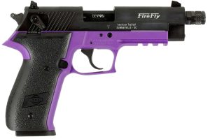 GSG GERG2213TFFLA FireFly  22 LR 13+1 4.90" Black Threaded Barrel, Aluminum Serrated Slide, Purple Aluminum Frame w/Picatinny Rail, Textured Grip