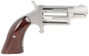 North American Arms 22MSGBG Mini-Revolver  Sports South Exclusive 22 WMR 5 Shot 1.13" Stainless Steel Barrel, Frame & Cylinder, Wood Boot Grip, Exposed Hammer