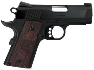 Colt Mfg O7800XE Defender  Compact 45 ACP 7+1 3" Black Steel Barrel, Blued Serrated Slide, Matte Black Cerakote Aluminum Frame w/Beavertail, Black Cherry Tactical G10 Grips, Ambidextrous