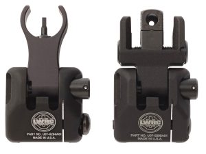 LWRC 2000065A01 Skirmish Back Up Iron Sights Set  Black Folding for AR-15
