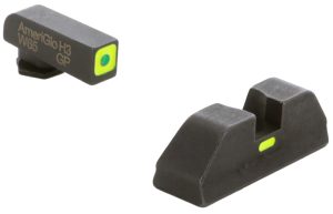 AmeriGlo GL614 CAP Sight Set for Glock  Green Tritium LumiGreen Outline Front Sight-LumiGreen Bar Rear Sight