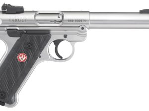 Ruger 40103 Mark IV Target 22 LR 10+1 5.50" Satin Stainless Bull Barrel, Satin Stainless Steel Slide, Stainless Steel Frame Drilled & Tapped Receiver, Black Checkered Polymer Grip, Right Hand