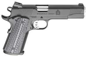 Springfield Armory PC9108LCA18 1911 TRP *CA Compliant 45 ACP 7+1, 5" Match Grade Stainless Steel Barrel, Black Cerakote Serrated Carbon Steel Slide &^ Frame w/Beavertail, Black G10 Grip