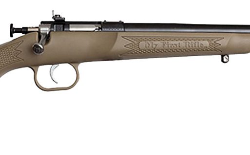 Crickett KSA2235 Youth  22 LR 1rd 16.12" Blued Barrel & Receiver, Fixed Front/Adjustable Rear Peep Sights, Desert Tan Synthetic Stock w/11.5" LOP, Rebounding Firing Pin Safety