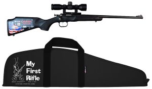 Crickett KSA2240BSC Youth Package 22 LR Caliber with 1rd Capacity, 16.12" Barrel, Blued Metal Finish & Black Synthetic Stock Right Hand (Youth) Includes Scope & Case