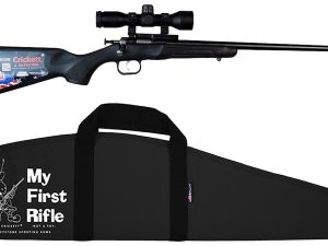 Crickett KSA2240BSC Youth Package 22 LR Caliber with 1rd Capacity, 16.12" Barrel, Blued Metal Finish & Black Synthetic Stock Right Hand (Youth) Includes Scope & Case
