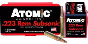 Atomic Ammunition 00429 Rifle Subsonic 223 Rem 77 gr Hollow Point Boat Tail 50 Per Box/ 10 Case